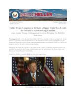 Heller Urges Congress to Deliver a Bigger Child Tax Credit for Nevada's Hardworking Families