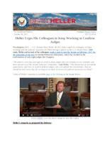 Heller Urges His Colleagues to Keep Working to Confirm Judges