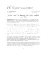 Heller Votes in Support of Highway Funding, Lower Student Loan Rates