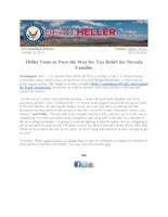 Heller Votes to Pave the Way for Tax Relief for Nevada Families