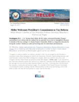 Heller Welcomes President's Commitment to Tax Reform