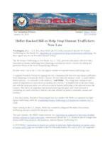 Heller-Backed Bill to Help Stop Human Traffickers Now Law