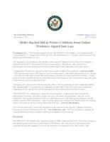 Heller-Backed Bill to Protect Children from Online Predators Signed Into Law