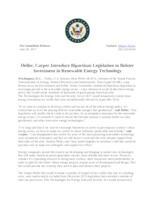 Heller, Carper Introduce Bipartisan Legislation to Bolster Investment in Renewable Energy Technology