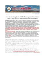 After Nevada Reapplies for Wildfire Funding Under New Criteria, Heller Pushes FEMA to Immediately Review State's Appeal