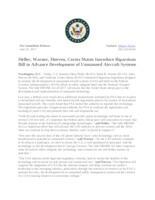 Heller, Warner, Hoeven, Cortez Masto Introduce Bipartisan Bill to Advance Development of Unmanned Aircraft Systems