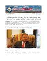 Ahead of First Tax Hearing, Heller Shares How Tax Relief Will Impact Nevada Families, Small Businesses