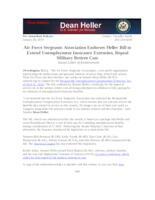 Air Force Sergeants Association Endorses Heller Bill to Extend Unemployment Insurance Extension, Repeal Military Retiree Cut