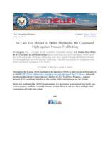 ICYMI Heller Highlights His Continued Fight against Human Trafficking