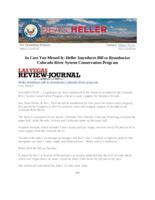 In Case You Missed It Heller Introduces Bill to Reauthorize Colorado River System Conservation Program