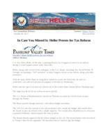 In Case You Missed It Heller Presses for Tax Reform