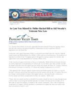 In Case You Missed It Heller-Backed Bill to Aid Nevada's Veterans Now Law