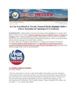 In Case You Missed It Nevada, National Media Highlight Heller's Visit to Jerusalem for Opening of U.S. Embassy