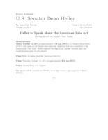 Jobs Act floor speech media advisory