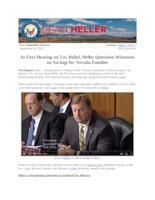 At First Hearing on Tax Relief, Heller Questions Witnesses on Savings for Nevada Families