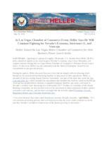 At Las Vegas Chamber of Commerce Event, Heller Says He Will Continue Fighting for Nevada's Economy, Interstate-11, and Veterans