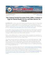 This National Suicide Prevention Week, Heller Continues to Fight for Mental Health Services and More Doctors for Veterans