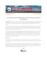 U.S. House Passes Heller Bill to Aid Veterans In Need of Transplants