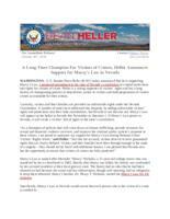 A Long-Time Champion For Victims of Crimes, Heller Announces Support for Marsy's Law in Nevada