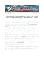 Following Support from Douglas County, Washoe Tribe Leaders, Heller Introduces Bill to Improve Land Management in Douglas County