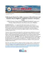 Following the Martin Fire, Heller Announces Affected Farmers and Ranchers May be Eligible for Additional Assistance, Emergency Loans