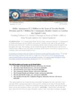 Heller Announces $7.2 Million to the State of Nevada Health Division and $1.7 Million for Community Health Centers to Combat the Opioid Crisis