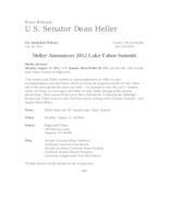 Heller Announces 2012 Lake Tahoe Summit