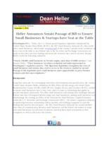 Heller Announces Senate Passage of Bill to Ensure Small Businesses & Startups have Seat at the Table