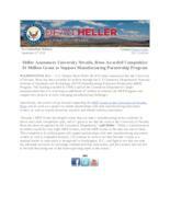 Heller Announces University Nevada, Reno Awarded Competitive $1 Million Grant to Support Manufacturing Partnership Program