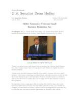 Heller Announces Veterans Small Business Protection Act