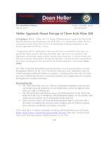 Heller Applauds House Passage of Three Kids Mine Bill