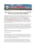 Heller Applauds NCAA's Decision to Allow Championship Events to Occur in Nevada, States with Sports Wagering