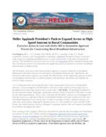 Heller Applauds President's Push to Expand Access to High-Speed Internet in Rural Communities