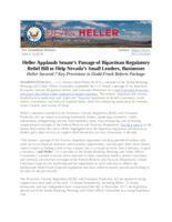 Heller Applauds Senate's Passage of Bipartisan Regulatory Relief Bill to Help Nevada's Small Lenders, Businesses