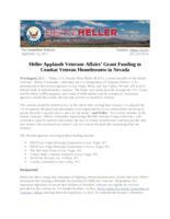 Heller Applauds Veterans Affairs' Grant Funding to Combat Veteran Homelessness in Nevada