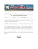 Heller Congratulates Three Nevada Schools on Recognition as National Blue Ribbon Schools