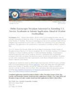 Heller Encourages Nevadans Interested in Attending U.S. Service Academies to Submit Application Ahead of October 31st Deadline