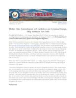 Heller Files Amendments to Crackdown on Criminal Gangs, Help Veterans Get Jobs