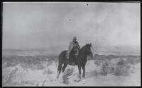 Man on horseback in the snow