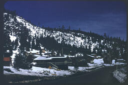 Squaw Valley chalets along road in winter