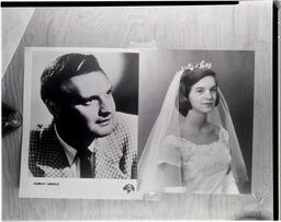 Portrait of Murray Arnold; portrait of Marianne Smith in wedding gown and veil