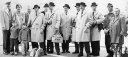 Scandinavian athletes and dignitaries arriving in Reno for the 1960 Winter Olympics