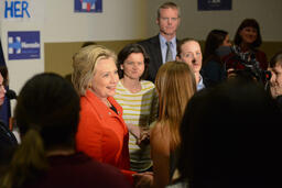 Hillary Clinton and audience member, 2