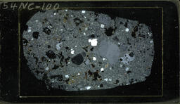 Thin section 54NC100, altered Jarbidge rhyolite (polarized)