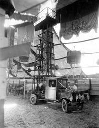 Bessolo portable telescoping derrick at the Transcontinental Highways Exposition, Reno, Nevada, 1927