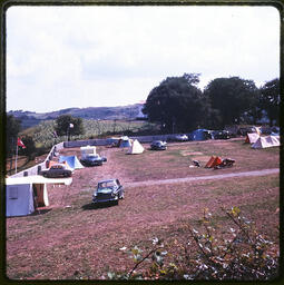 Campsite, cars and tents