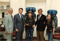 Photograph of Ronald Reagan, Paul Laxalt, and Las Vegas constituents, Washington, D.C., 1984