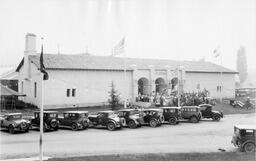 Automobiles parked outside the California Building, Reno, Nevada, March 12, 1927