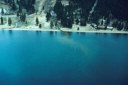 Lake Tahoe, Incline Creek and Third Creek aerial view, looking North East, 1965