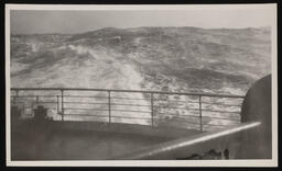 Tall wave in storm off coast of Canada taken from deck of RMS Antonia